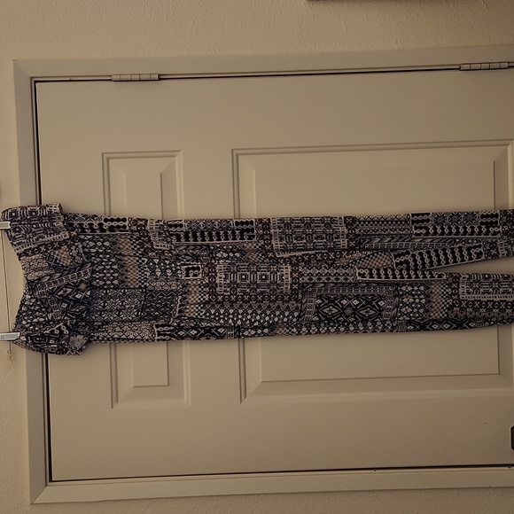 Empire ruffle tube jumpsuit, juniors size large ethnic print knit rayon - Picture 1 of 3
